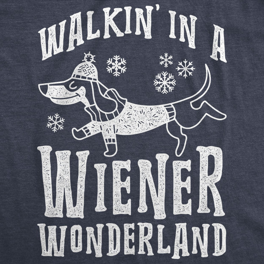 Mens Walkin In A Wiener Wonderland Tshirt Funny Christmas Song Dog Tee Image 2