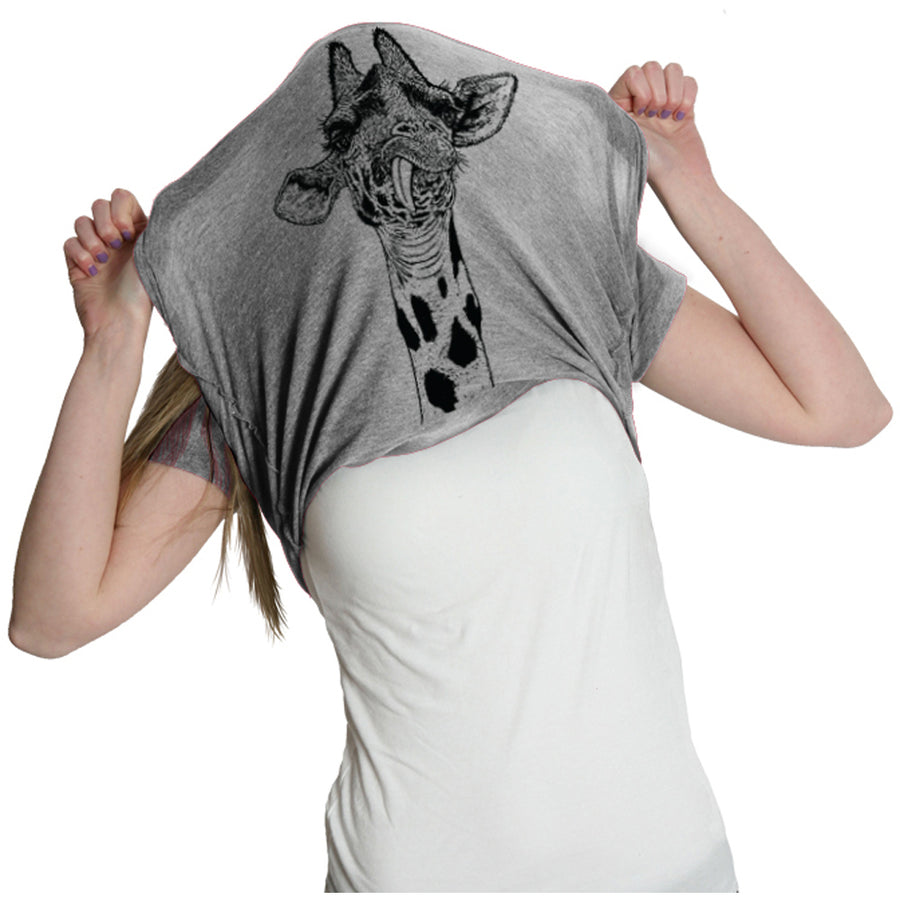 Womens Ask Me About My Giraffe T Shirt Funny Costume Flip Up Shirt Image 1