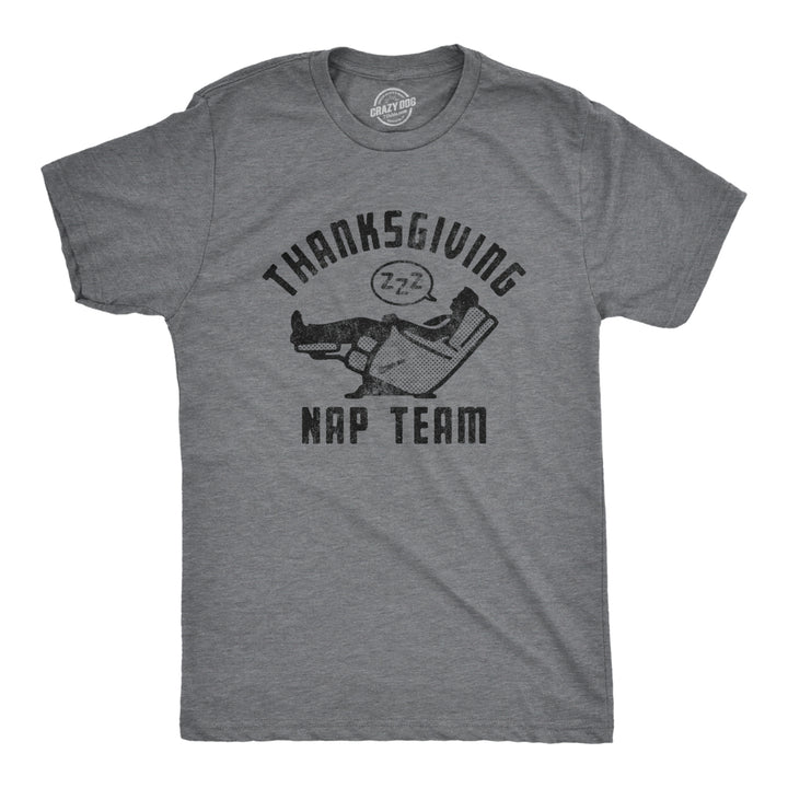 Mens Thanksgiving Nap Team Tshirt Funny Turkey Day Football Graphic Tee Image 1