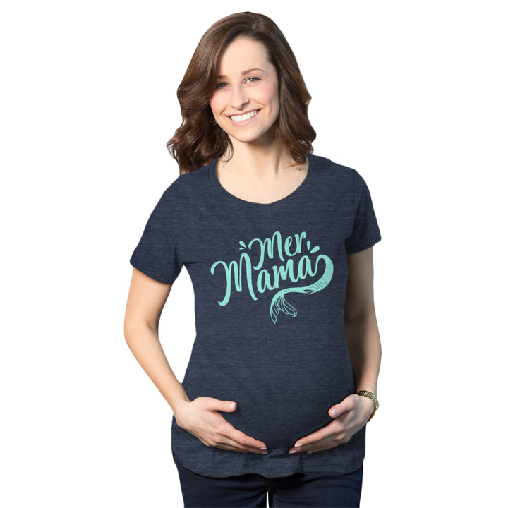 Maternity MerMama Tshirt Funny Mothers Day Mermaid Pregnancy Tee Image 1