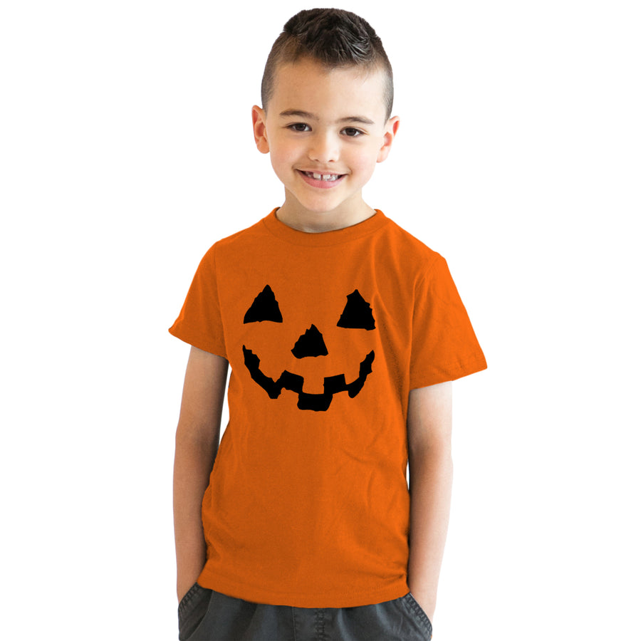 Youth Pumpkin Face T-Shirt Funny Halloween Shirt for Kids Image 1