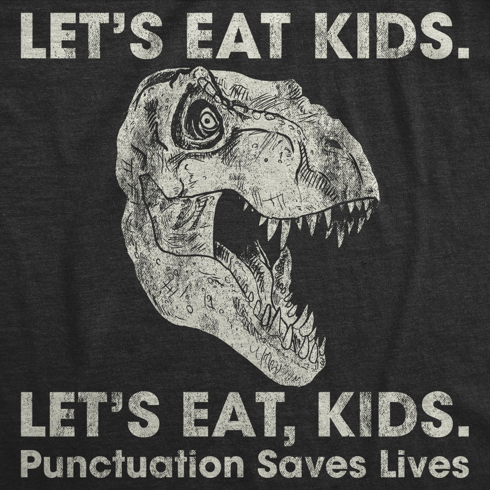 Youth Lets Eat Kids Punctuation Saves Lives Tshirt Funny Dinosaur Grammar Police Graphic Tee Image 2