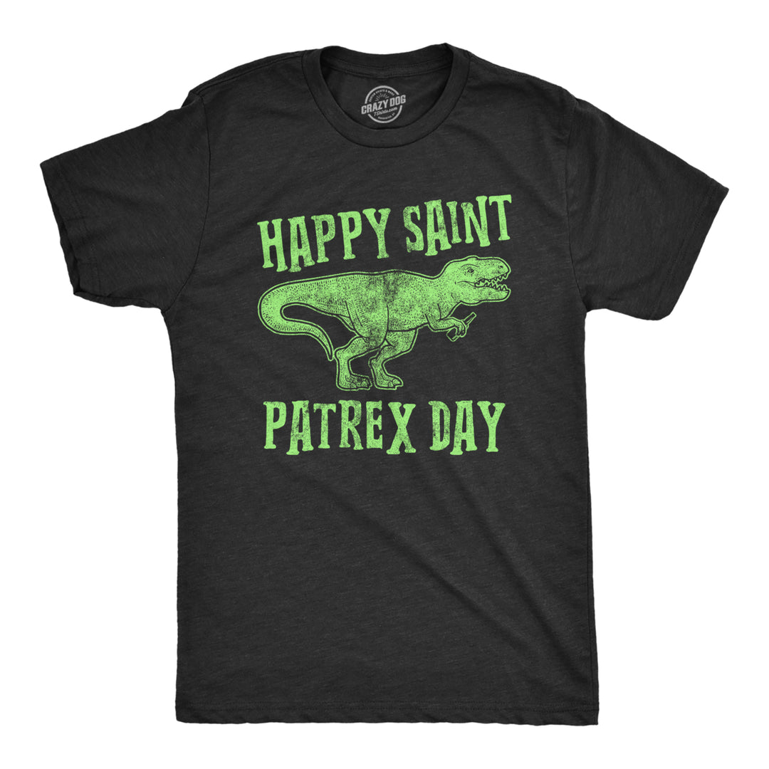 Mens Happy Saint Patrex Day T shirt Funny T-Rex Dinosaur St Patricks Day Graphic Image 1