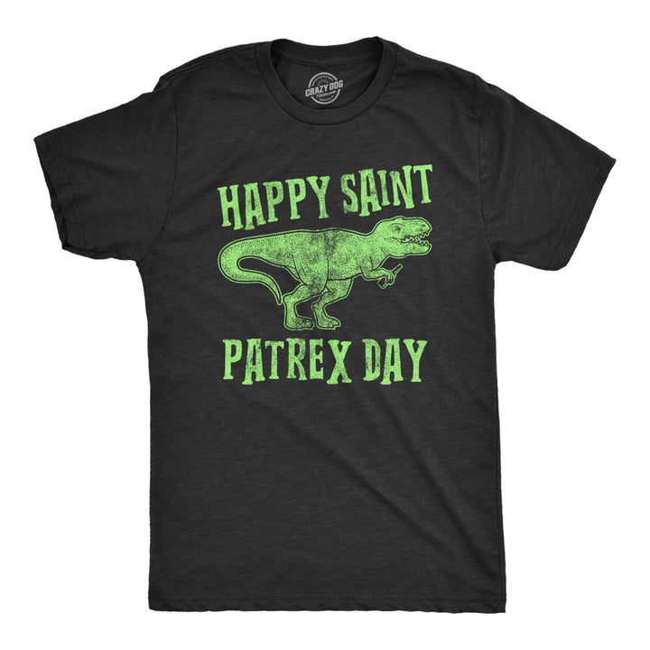 Mens Happy Saint Patrex Day T shirt Funny T-Rex Dinosaur St Patricks Day Graphic Image 1