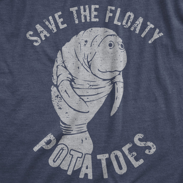 Mens Save The Floaty Potatoes Tshirt Funny Manatee Conservation Tee Image 2