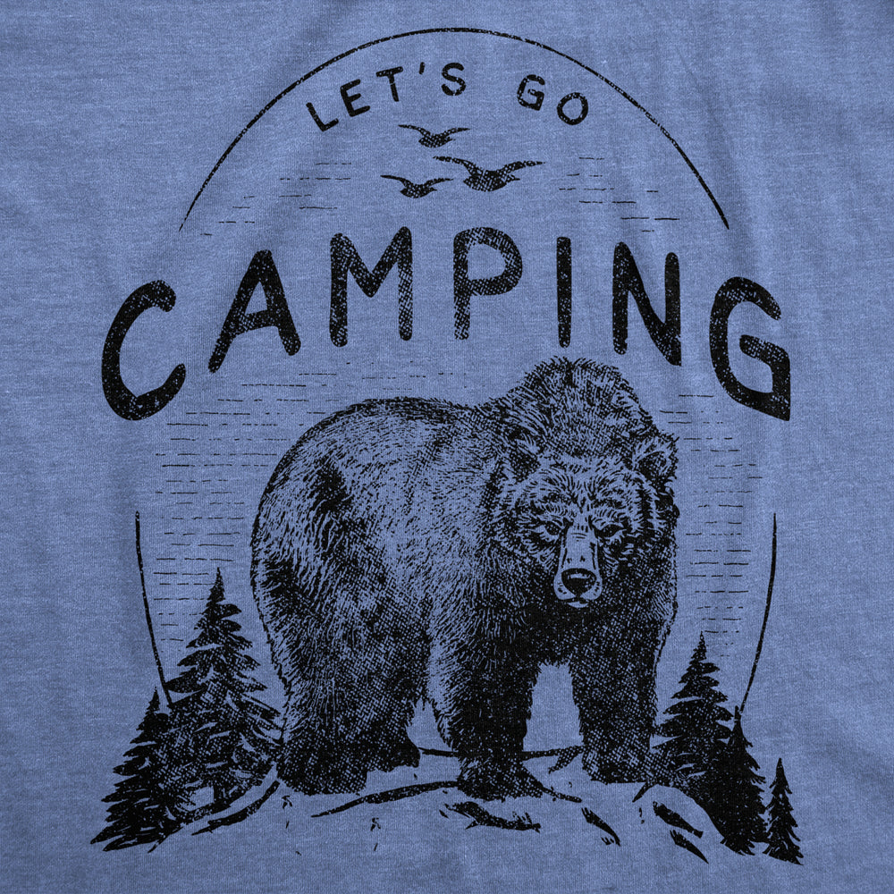 Mens Lets Go Camping Tshirt Funny Bear Outdoors Hiking Vintage Novelty Tee Image 2