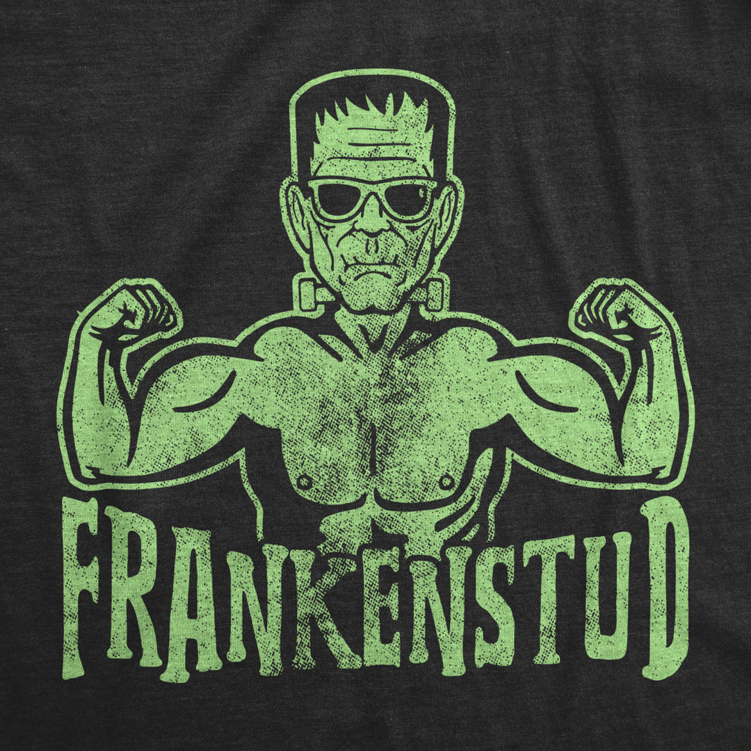 Mens Frankenstud Tshirt Funny Fitness Workout Frankenstein Halloween Graphic Tee Image 2