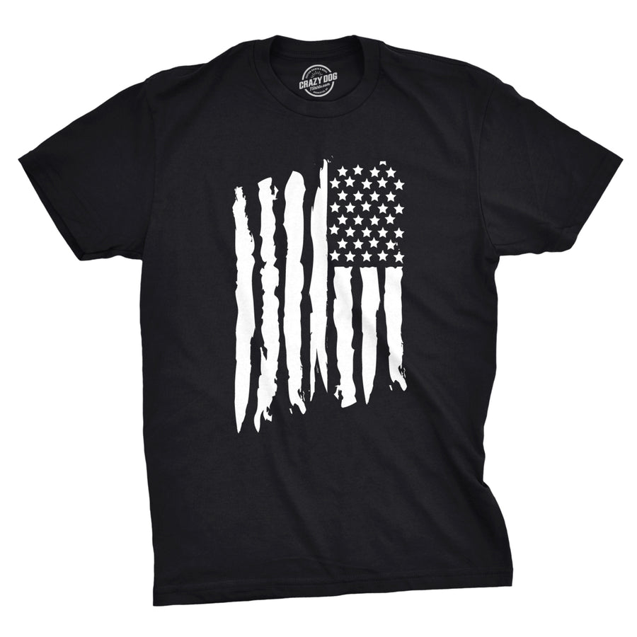 Mens Vertical Grunge Flag Funny T shirts USA Tees American Novelty Vintage T shirt Image 1