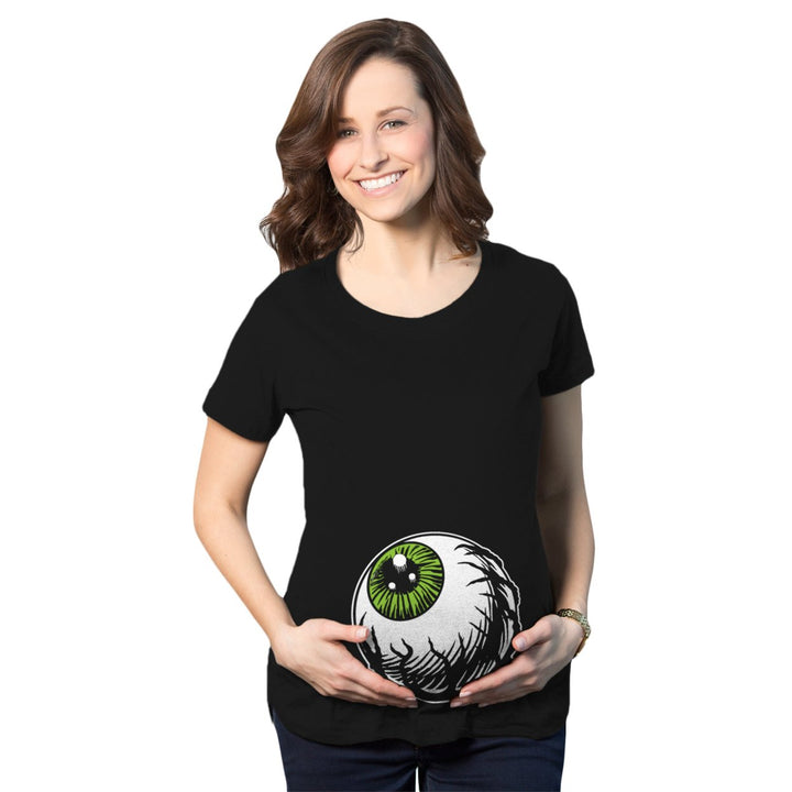 Maternity Eyeball Funny Graphic Costume Tee Pregnancy Announcement Baby Bump T shirt Image 1