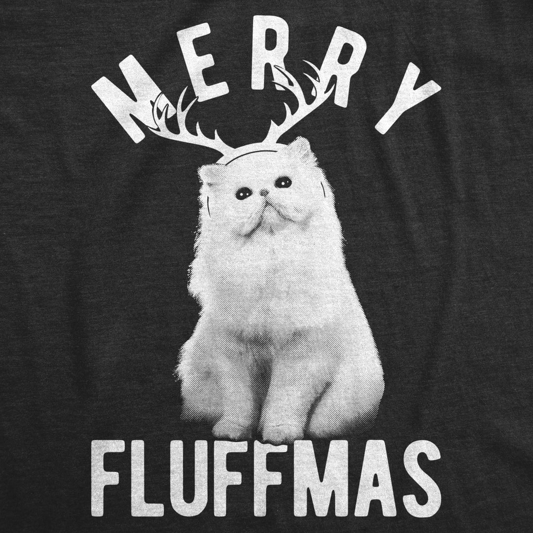 Womens Merry Fluffmas Tshirt Funny Christmas Cat Tee Image 2