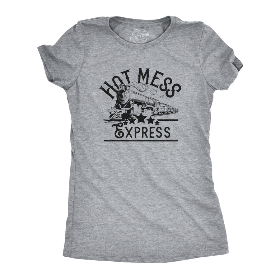 Womens Hot Mess Express Tshirt Funny Train Hangover Novelty Party Tee Image 1