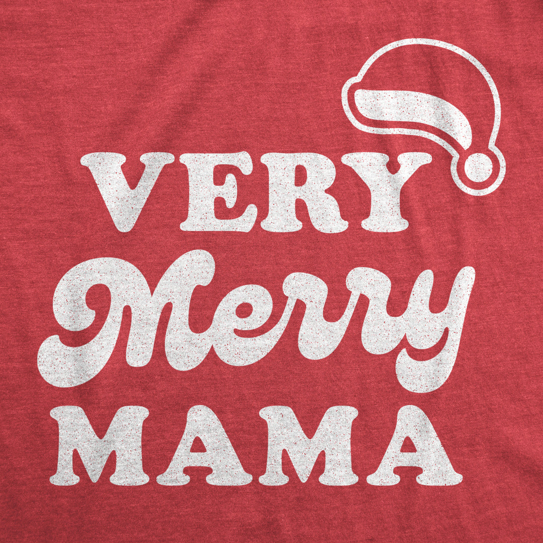 Womens Very Merry Mama Tshirt Cute Christmas Santa Hat Holiday Party Tee For Mom Image 2