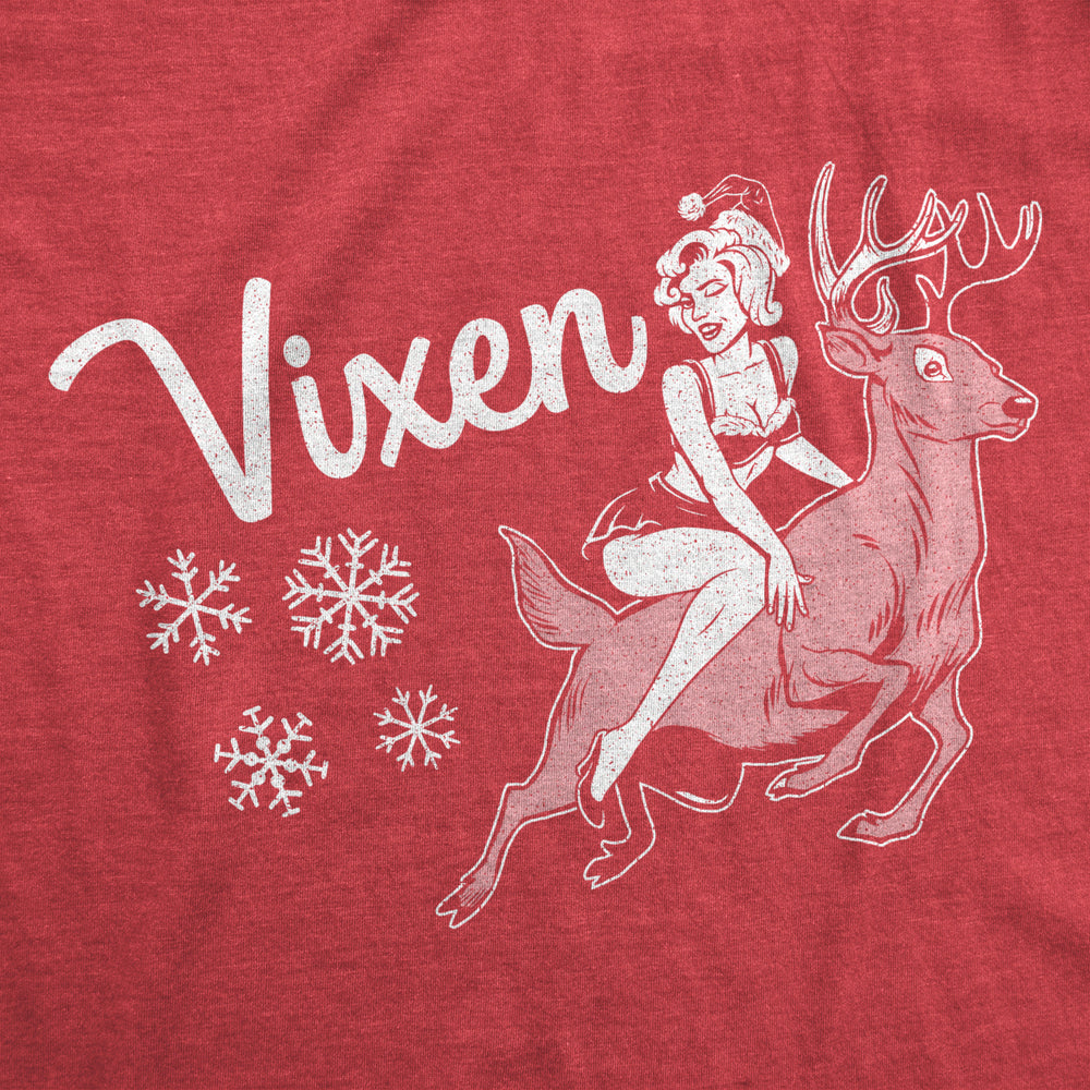 Womens Vixen Tshirt Funny Sexy Mrs Claus Reindeer Christmas Season Graphic Tee Image 2