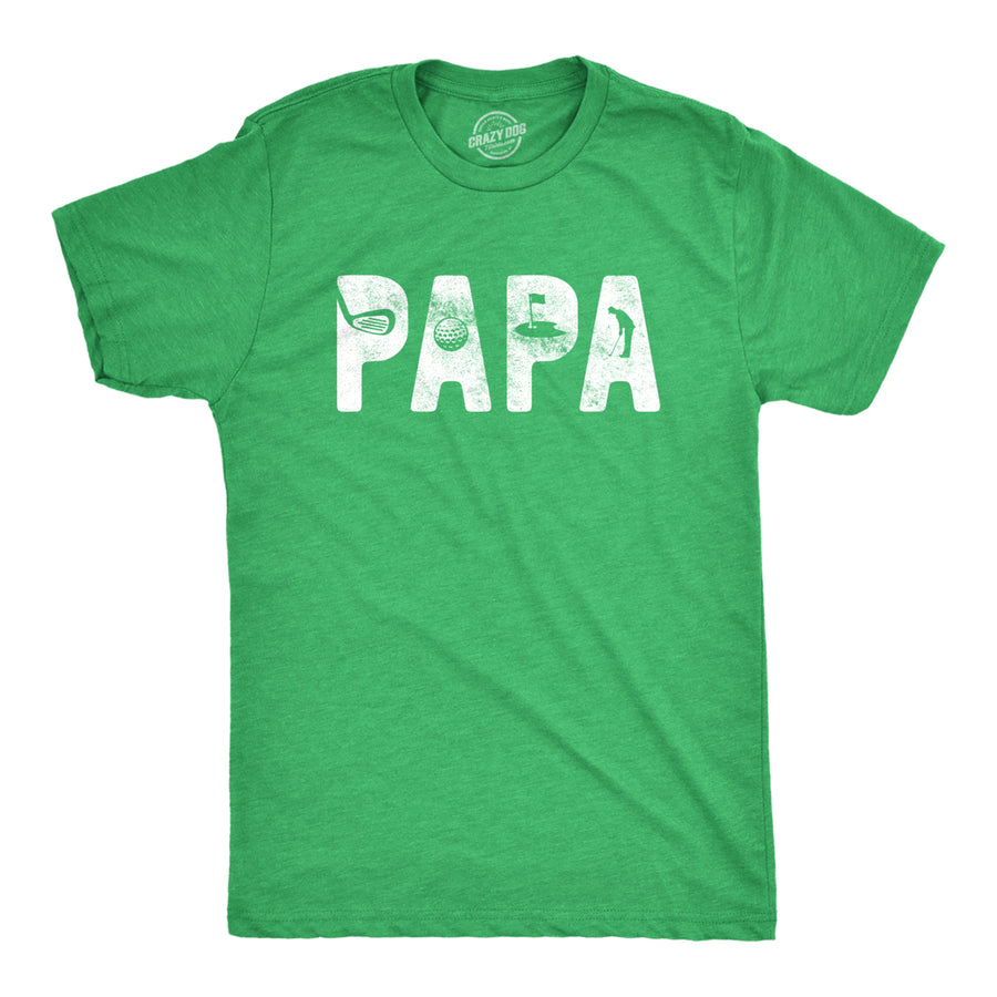 Mens Papa Golf Tshirt Funny Fathers Day Outdoor Sports Graphic Tee Image 1