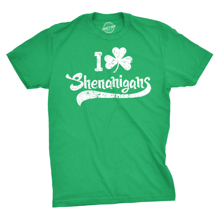 Mens I Clover Shenanigans T Shirt Funny Irish Clover St Saint Patricks Day Tee Image 1