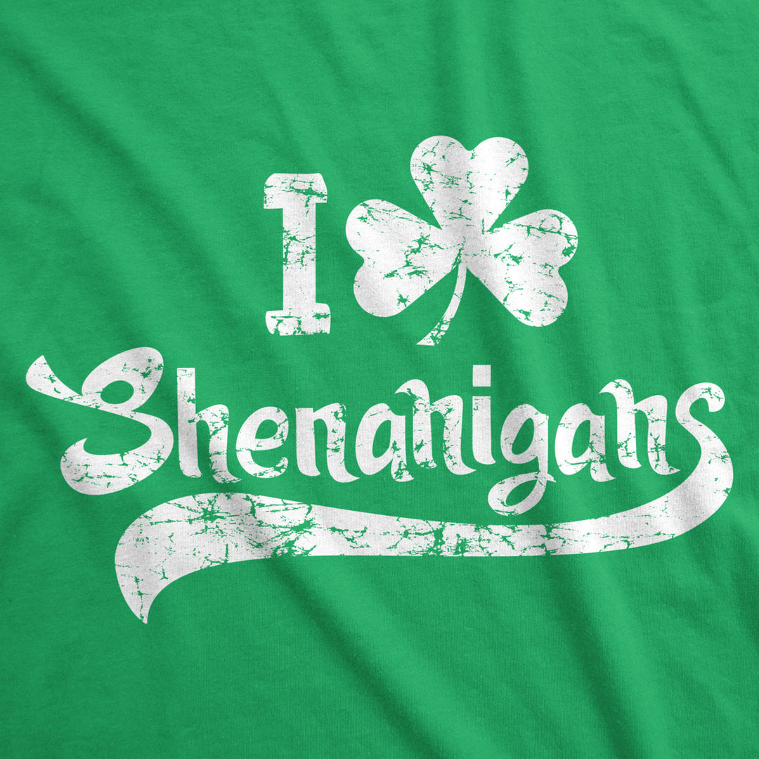 Mens I Clover Shenanigans T Shirt Funny Irish Clover St Saint Patricks Day Tee Image 2