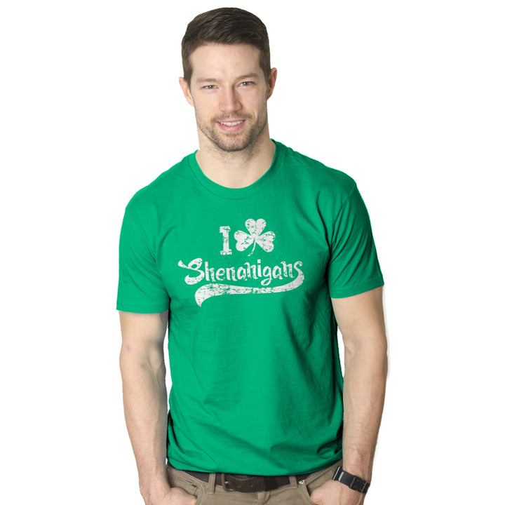 Mens I Clover Shenanigans T Shirt Funny Irish Clover St Saint Patricks Day Tee Image 4