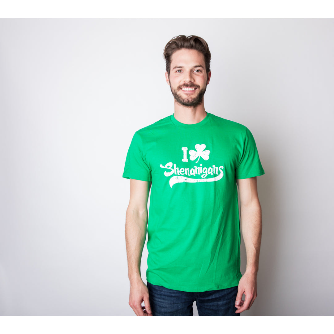 Mens I Clover Shenanigans T Shirt Funny Irish Clover St Saint Patricks Day Tee Image 6