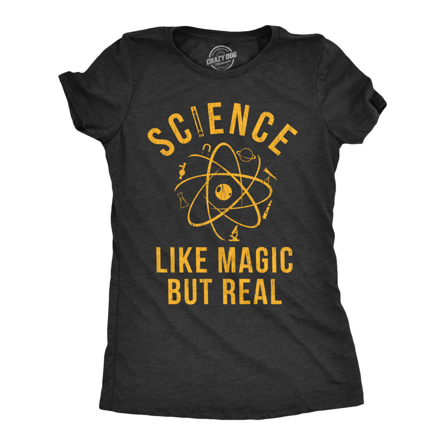 Womens Science Like Magic But Real Tshirt Funny Nerdy Teacher Tee Image 1