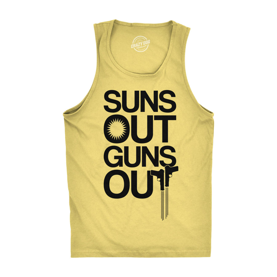 Mens Suns Out Guns Out Tank Funny Workout Tanks Hilarious Gym Shirt Image 1