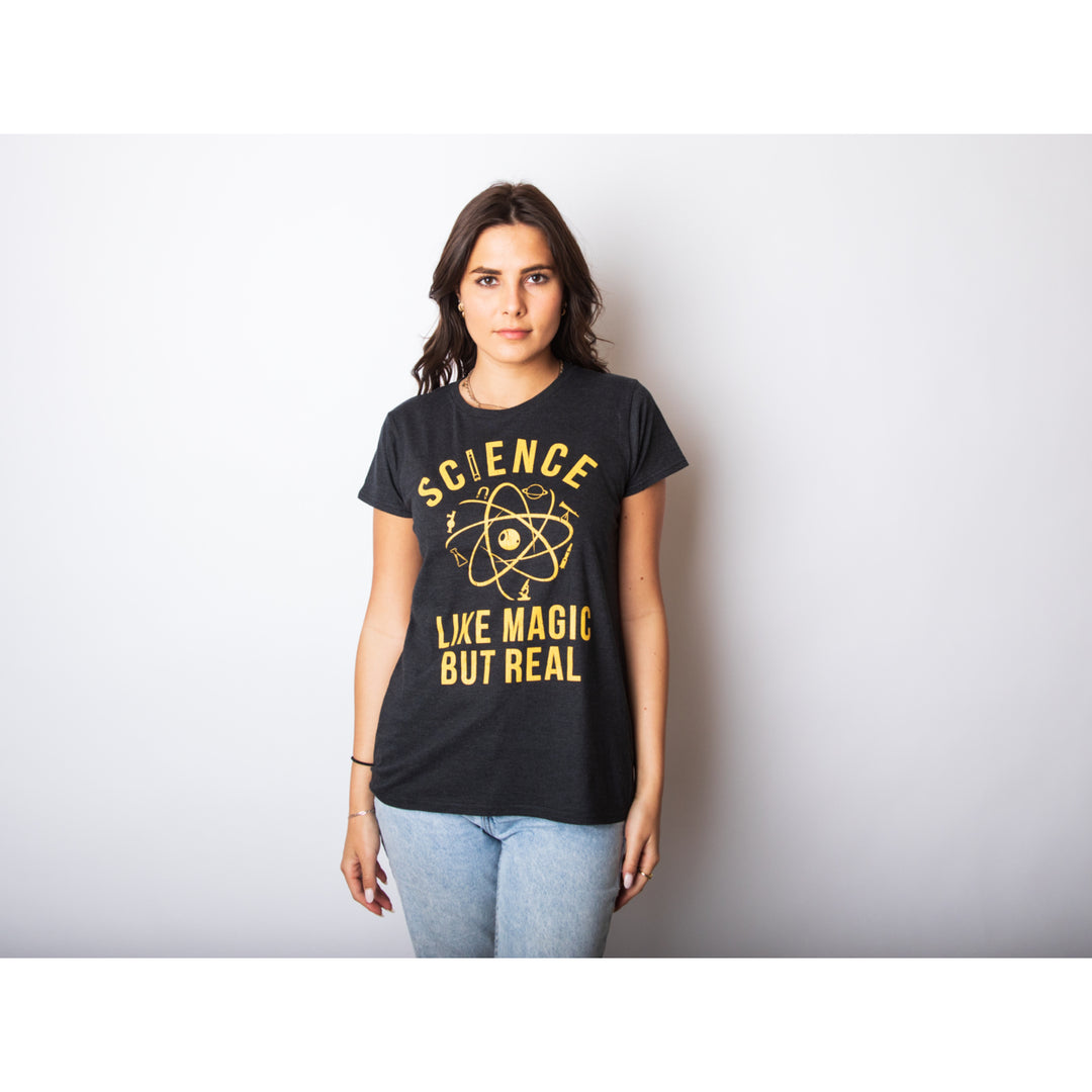 Womens Science Like Magic But Real Tshirt Funny Nerdy Teacher Tee Image 4