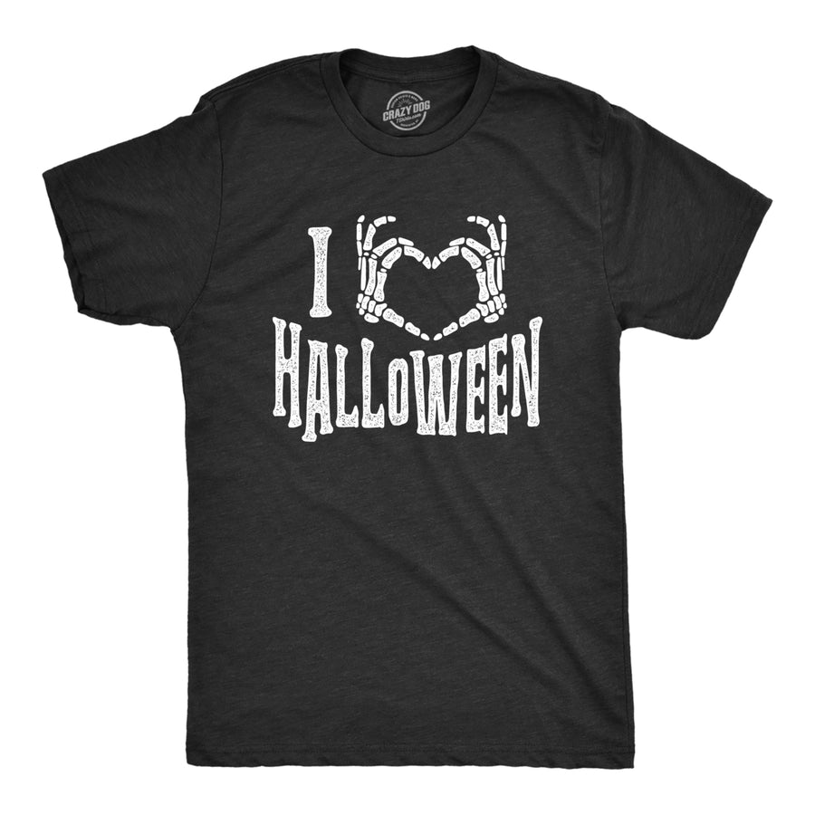 Mens I Heart Halloween Tshirt Funny Love Skeleton Heart Hands Graphic Tee Image 1