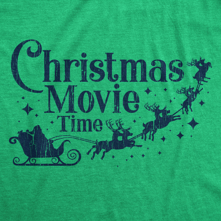 Womens Christmas Movie Time Tshirt Funny Holiday Tradition Santa Claus Graphic Novelty Tee Image 2