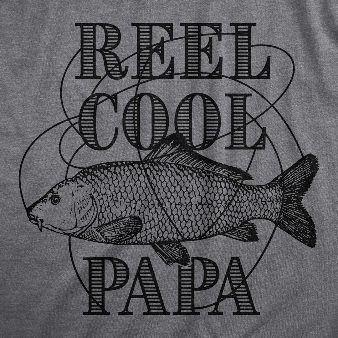 Mens Reel Cool Papa T shirt Funny Fathers Day Fishing Gift for Grandpa Image 2