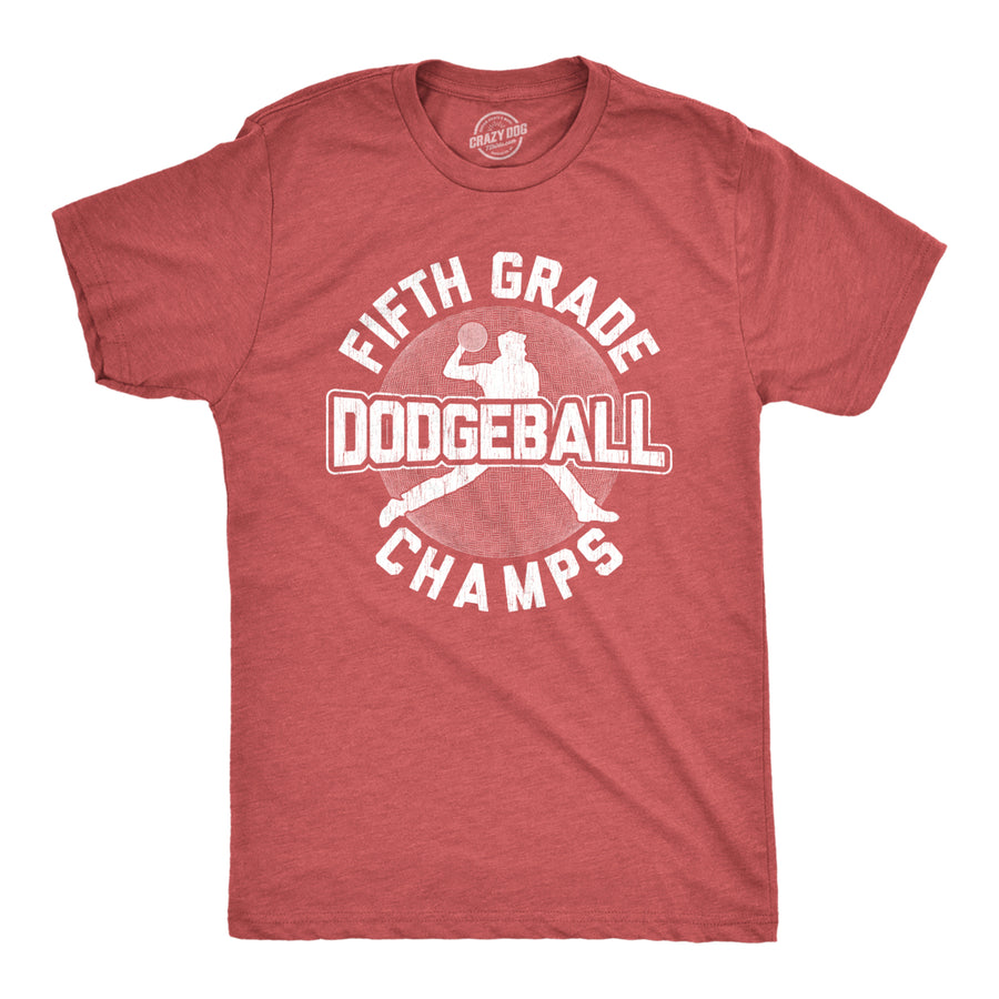 Mens Fifth Grade Dodgeball Champs T shirt Funny Vintage 80s Gym Cool Graphic Tee Image 1