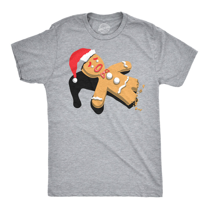 Half-Eaten Gingerbread Man t-shirt Funny Mens Christmas T-Shirts Image 1