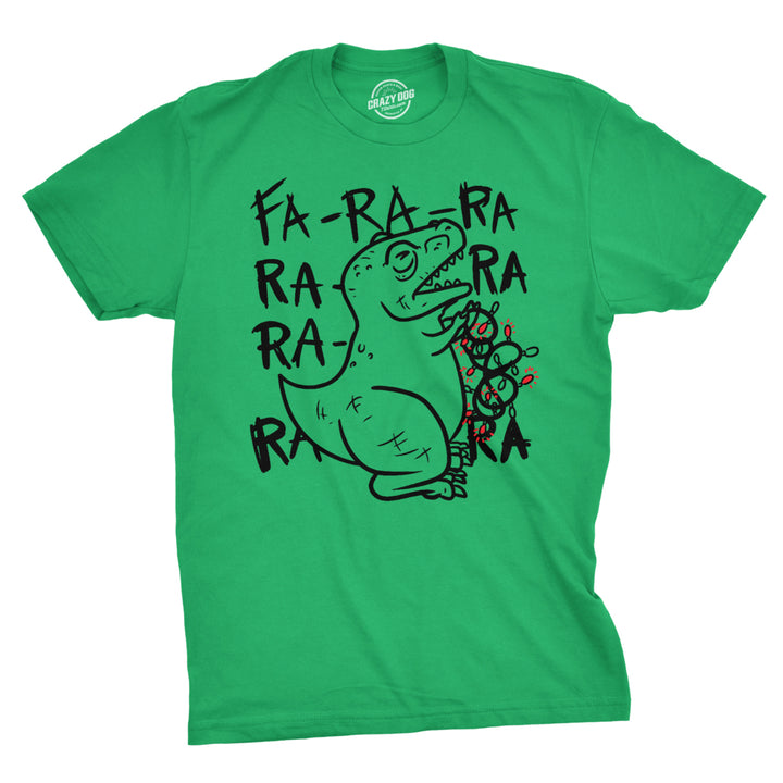 Mens Fa Ra Ra Ra Ra Trex Christmas Lights Funny Holiday Dinosaur T shirt Image 1