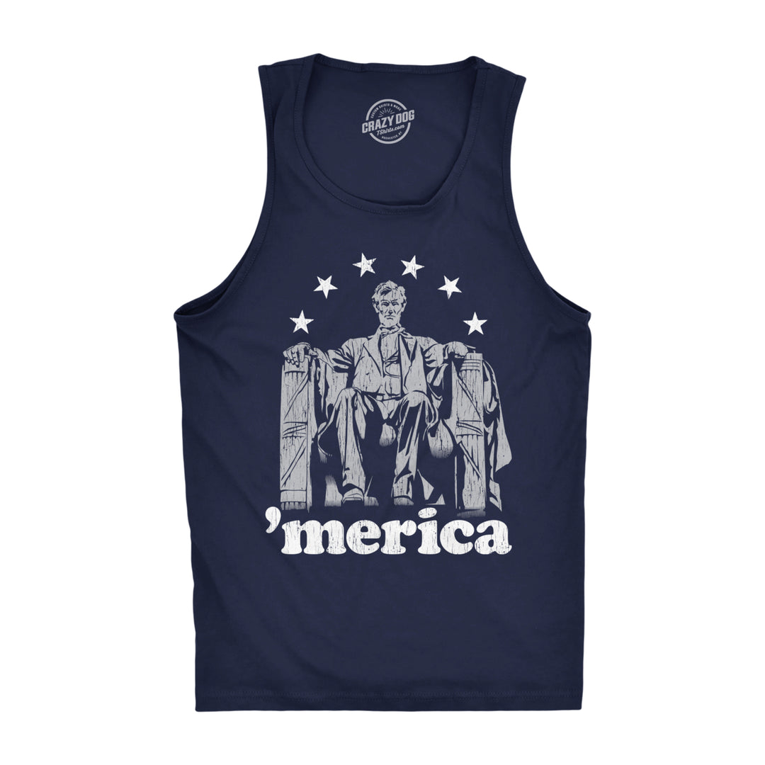 Mens Fitness Tank Abe Lincoln Merica Tanktop Funny 4th of July USA Patriotic Graphic Novelty Shirt Image 1