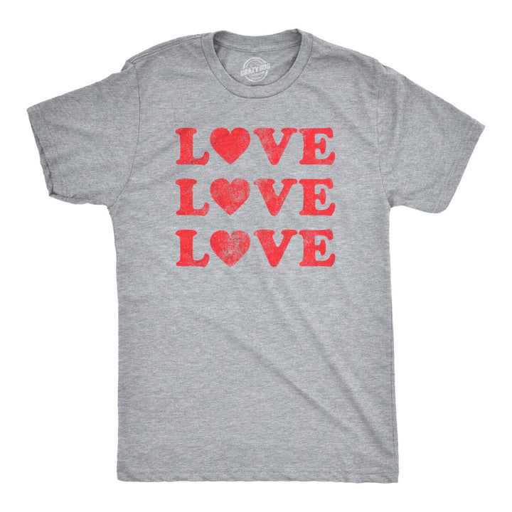 Mens Love Love Love Hearts Tshirt Cute Valentines Day Tee Image 1