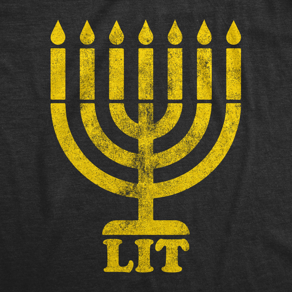 Mens Lit Menorah Tshirt Funny Hanukkah Jewish Holiday Novelty Tee Image 2