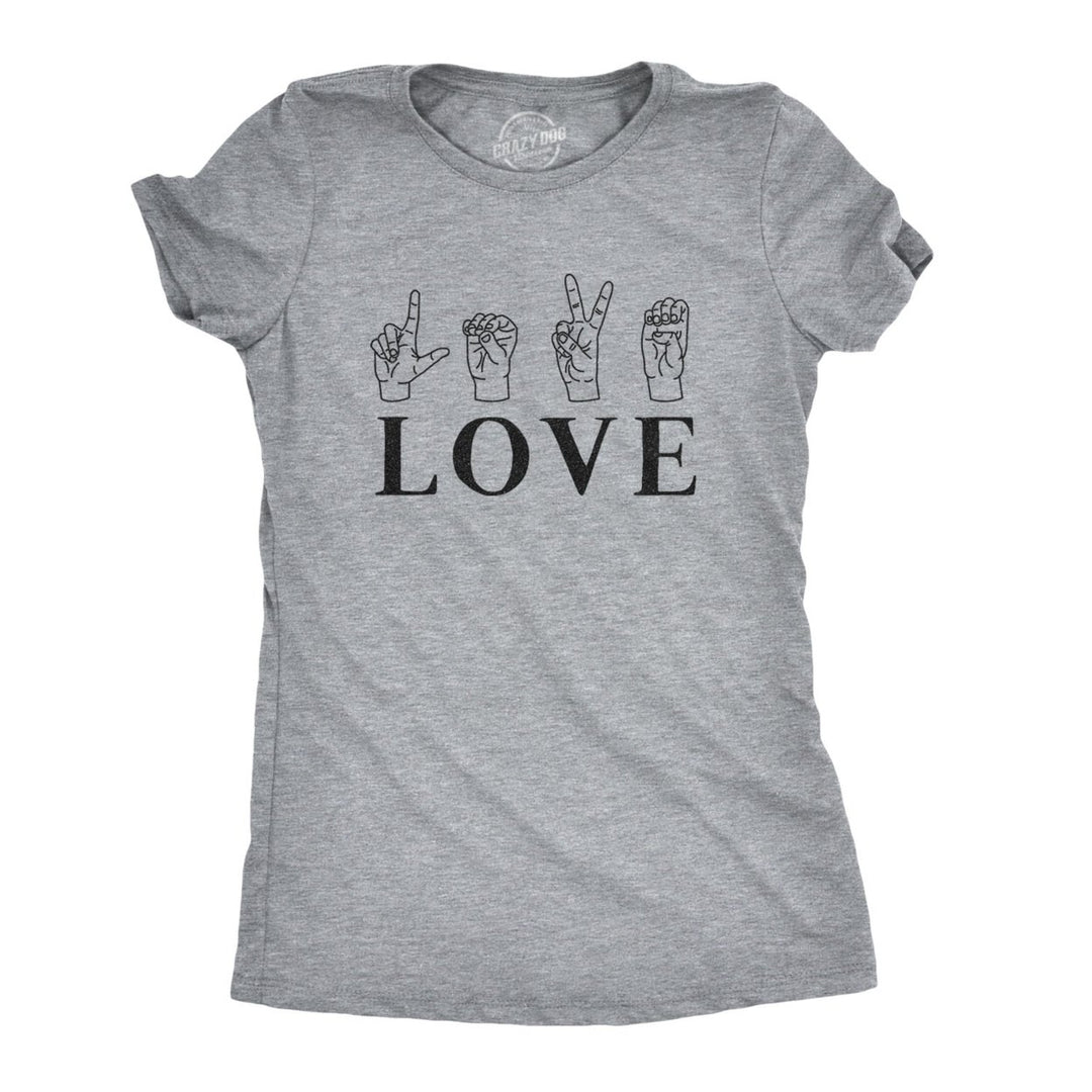 Womens Love Sign Language Tshirt Cute ASL Relationship Tee Image 1