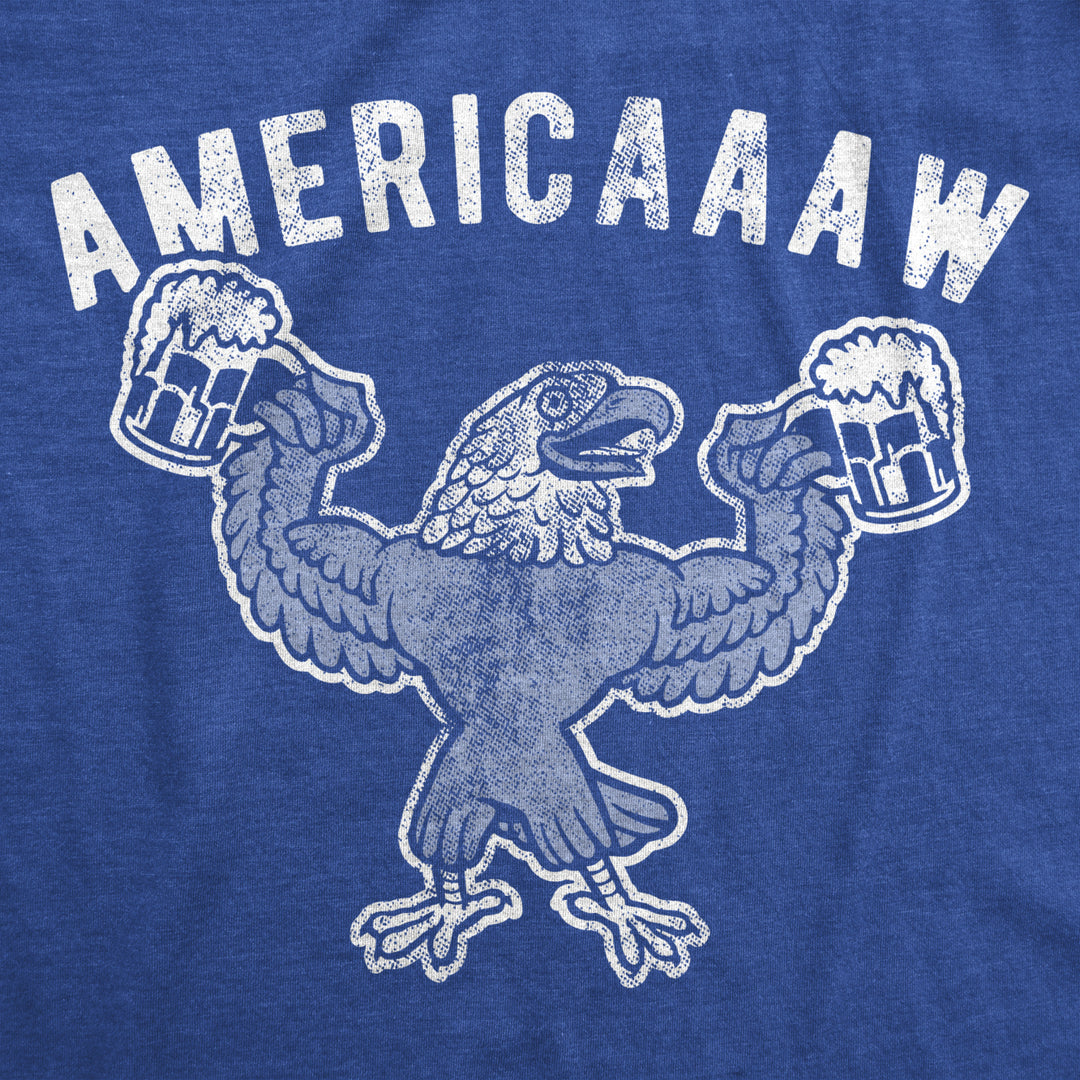 Mens Americaaaw Tshirt Funny 4th Of July Merica Bald Eagle Beer Drinking Graphic Party Tee Image 2