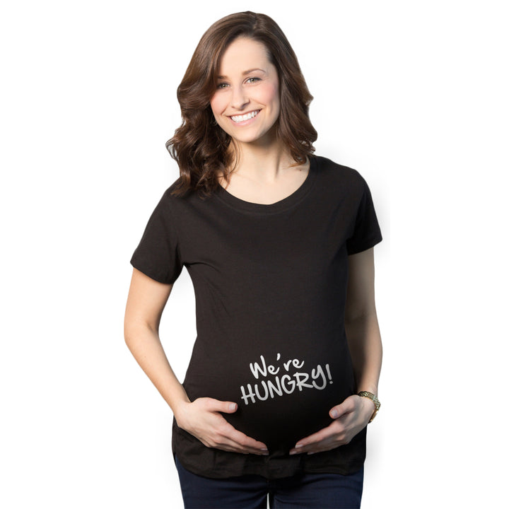 Maternity Were Hungry Funny Baby Bump Pregnancy Announcement T shirt Image 2