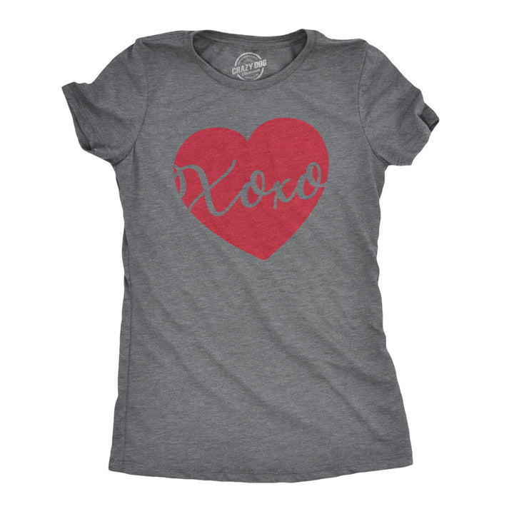 Womens Xoxo Script Heart Cute Valentines Day Graphic Tee for Ladies Funny Saying Image 1