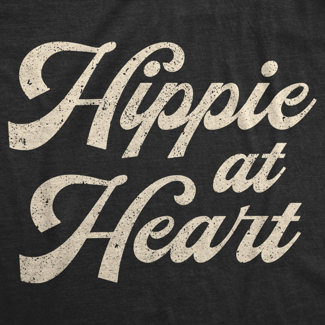 Womens Hippie At Heart Tshirt Funny Flower Child 70s Groovy Graphic Tee Image 2