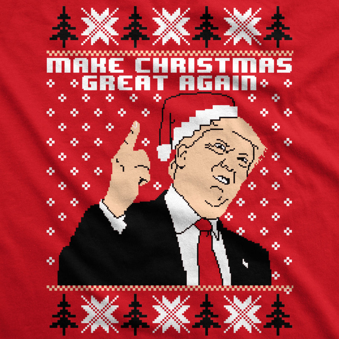 Mens Make Christmas Great Again Trump In Santa Hat Funny Ugly Humor T shirt Image 2