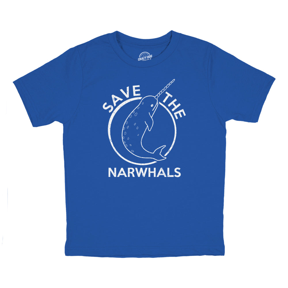 Youth Save The Narwhals Tshirt Funny Narwhal Unicorn Shirt For Kids Image 2