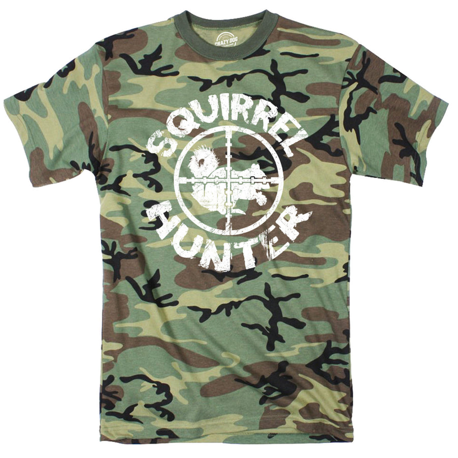 Mens Squirrel Hunter Funny Animal Hunting Season Shooting Camouflage T shirt Image 1