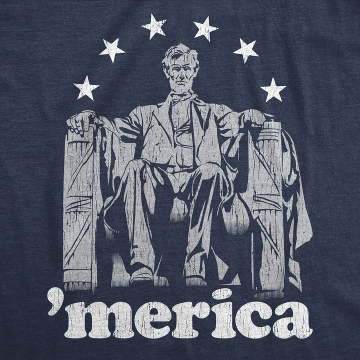 Mens Abe Lincoln Merica tshirt Funny 4th of July USA Patriotic Graphic Novelty Tee Image 2