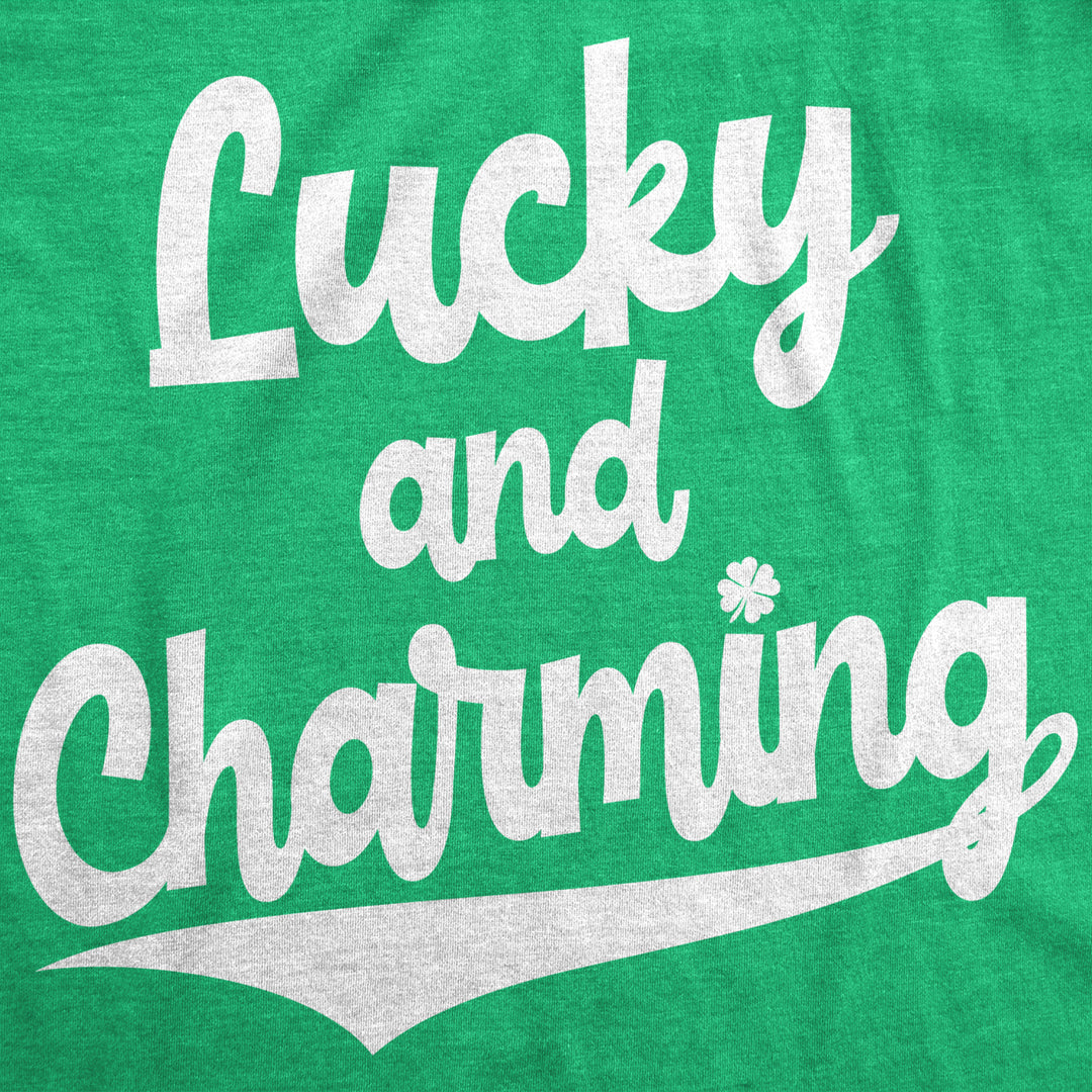 Mens Lucky And Charming T Shirt Novelty Saint Patricks Day Irish Clover Tee Image 2