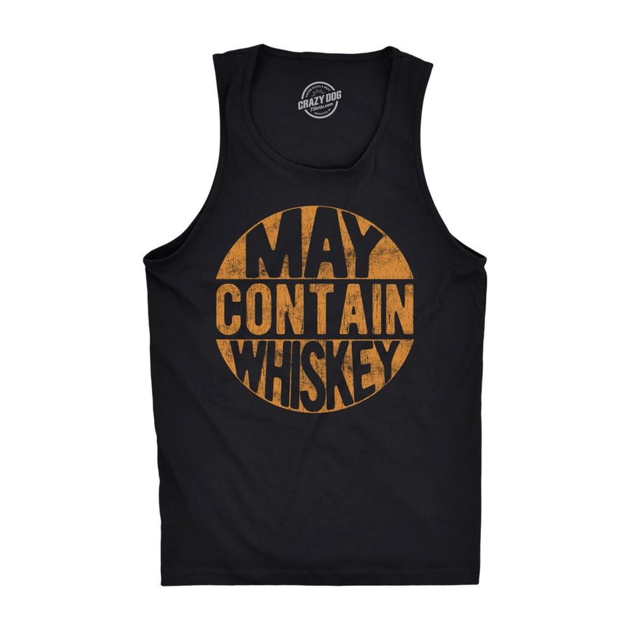 Mens Fitness Tank May Contain Whiskey Tanktop Funny Liquor Drinking Party Graphic Sleeveless Image 1