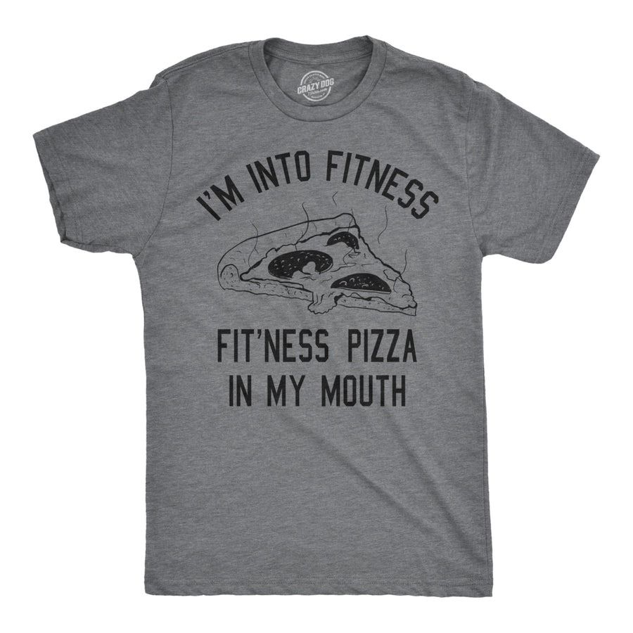 Mens Fitness Pizza In My Mouth TShirt Funny Fitness Workout Foodie Tee For Guys Image 1