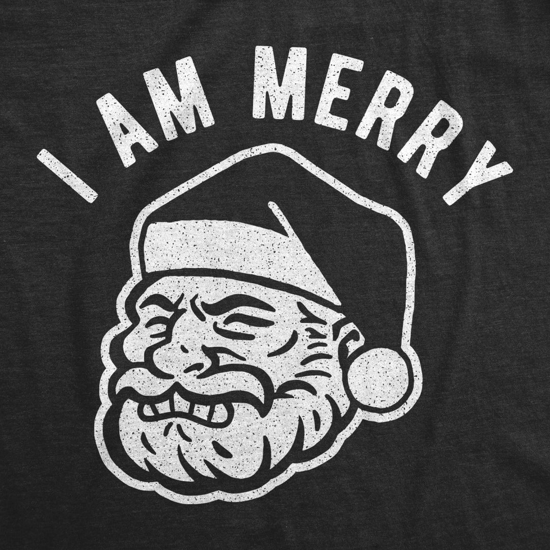 Mens I Am Merry Tshirt Funny Santa Claus Face Graphic Novelty Vintage Tee Image 2