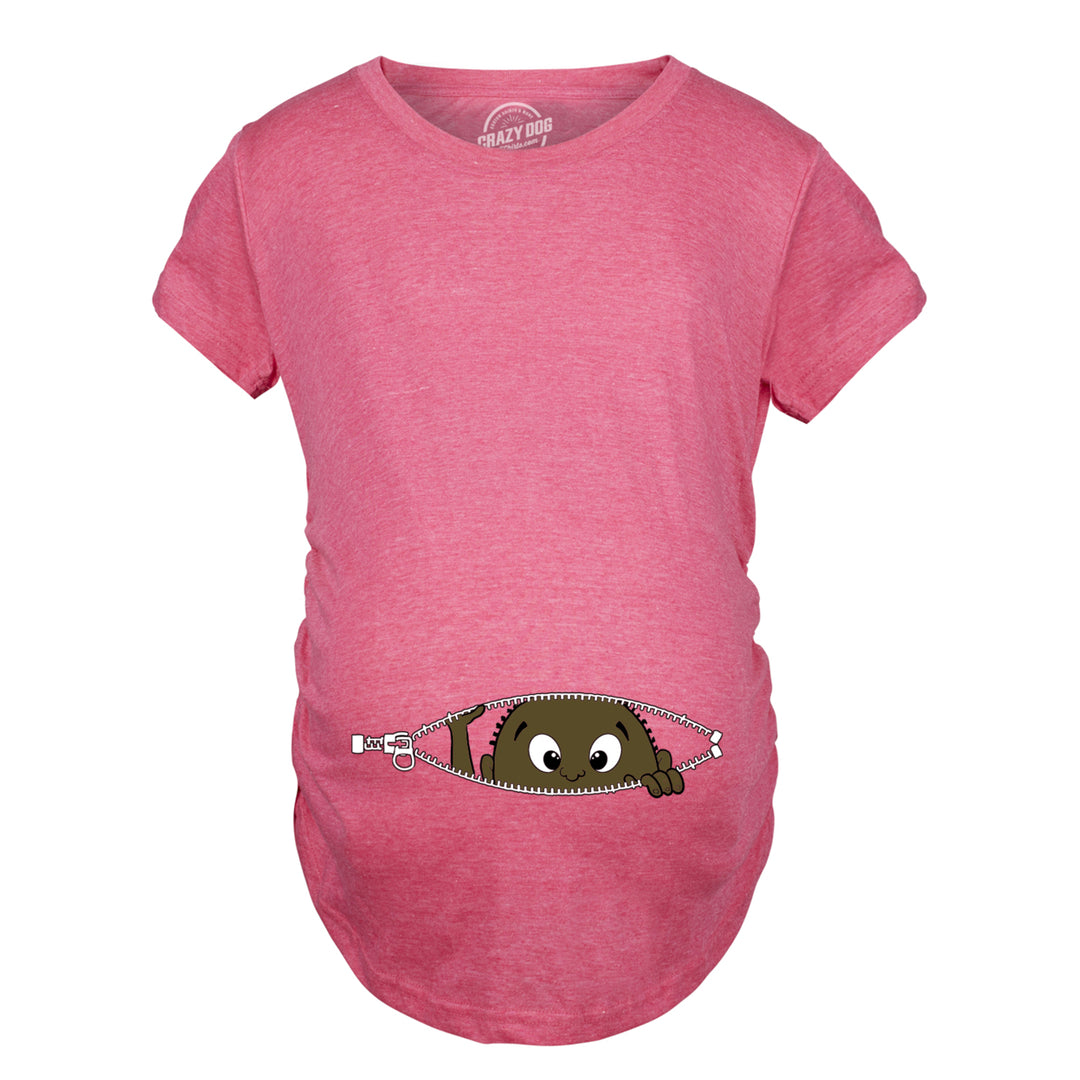 Maternity African American Baby Peeking Funny T shirts Pregnancy Annoucement T shirt Image 1