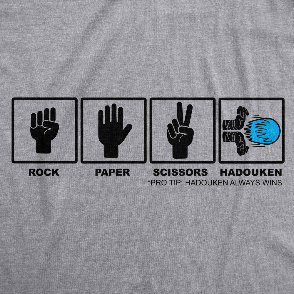 Mens Rock Paper Scissors Hadouken T shirt Funny Video Gamer Nerdy Graphic Tee Image 2