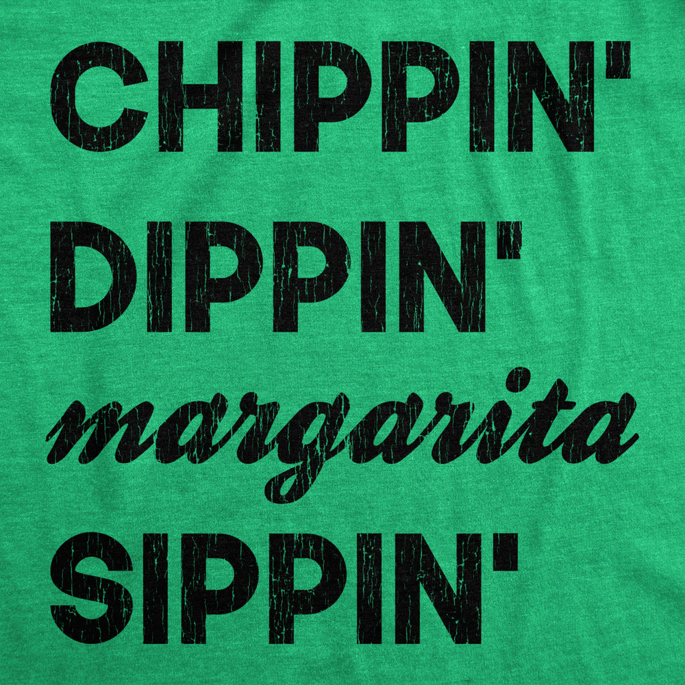 Womens Chippin Dippin Margarita Sippin Tshirt Funny Mexico Vacation Tequila Party Tee Image 2